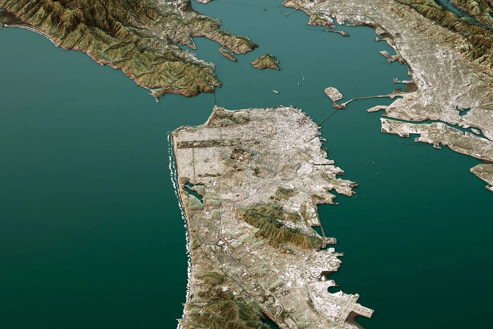 Topographic map of the San Francisco Bay Area